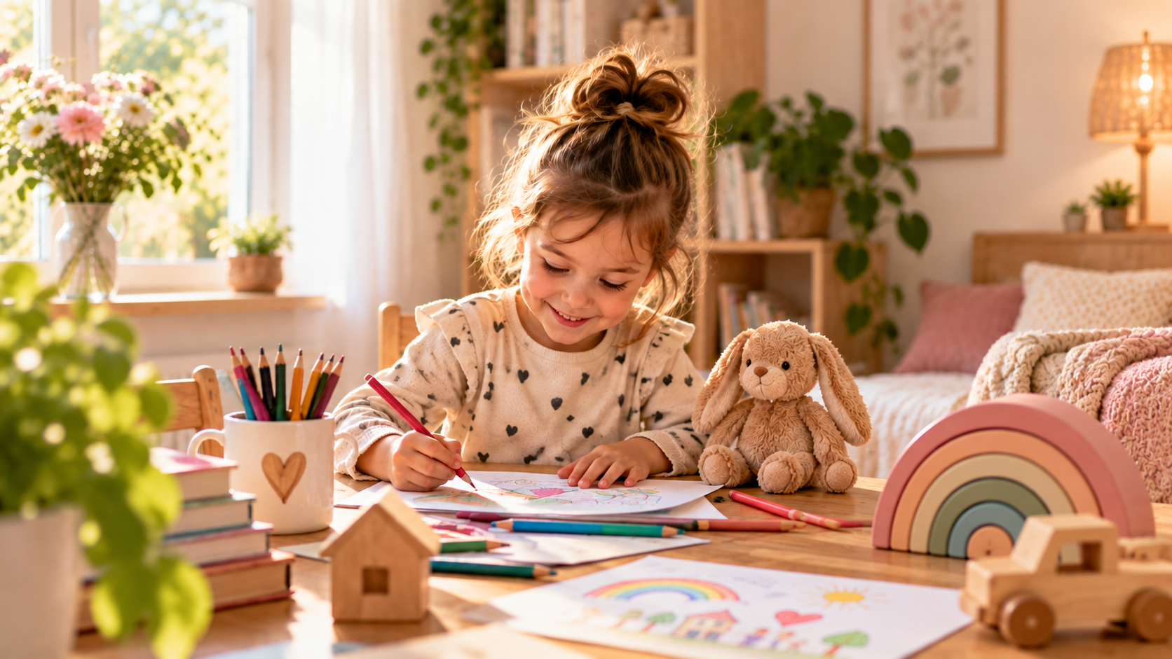 Kind beim Malen und Spielen – Unterstützung und Entlastung mit Geschwisterkindern im Familienalltag